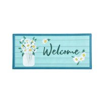 10" x 22" "Welcome" White Daisies Sassafras Doormat Insert