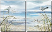 Set of Two 20"x  16" Seaside Rest Coastal Canvas