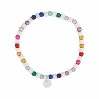 Multicolor Beads and White Fimo Beads Bracelet