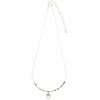 Silver Toned and Multicolor Beads Sand Dollar Necklace