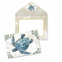 Box of Ten Blue Sea Turtle Note Cards