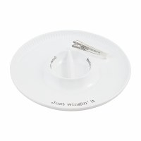 13" Round White Three Compartment Dip Tray With Tongs by Mud Pie