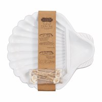 10" White Scallop Shell Shaped Chiller With Toothpicks by Mud Pie