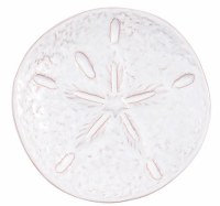 4" Distressed White Ceramic Sand Dollar Plate by Mud Pie