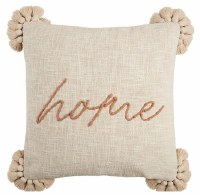 20" Sq Beige "Home" Decorative Pillow by Mud Pie