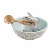 6" Round Blue Bunny Bowl With a Spoon by Mud Pie