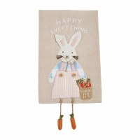 21" x 14" "Happy Everything" Bunny With Dangling Legs Kitchen Towel by Mud Pie