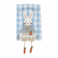 21" x 14" "Happy Spring" Bunny With Dangling Legs Kitchen Towel by Mud Pie