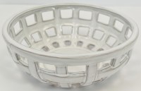 8" Round White Ceramic Basket Bowl by Mud Pie