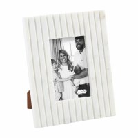 4" x 6" White Grooved Marble Picture Frame by Mud Pie