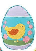 18" Chick on a Decorative Egg Shaped Pillow