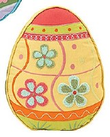 18" Flowers on a Yellow Decorative Egg Shaped Pillow