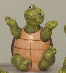 4" Green and Brown Polyresin Hands Up Turtle Figurine