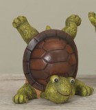 4" Green and Brown Polyresin Head Down Turtle Figurine