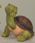4" Green and Brown Polyresin Head in Hand Turtle Figurine