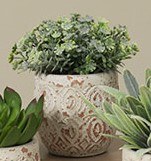 5" Faux Tiny Leaves Succulent in a Beige Pot