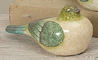 8" Ceramic Bird With Green Wings