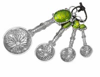Set of Four Green and Distressed Silver Turtle Measuring Spoons