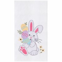 27" x 18" White Bunny Holding Eggs Flour Sack Kitchen Towel