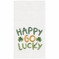 27" x 18" "Happy Go Lucky" Waffle Weave Kitchen Towel