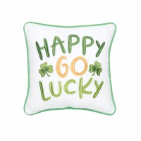 10" Sq "Happy Go Lucky" Decorative St. Patrick's Day Pillow