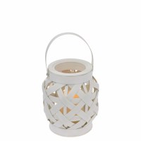 6" White Lantern With a LED Candle