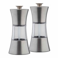 Set of Two Stainless Steel and Acrylic Salt and Pepper Grinders