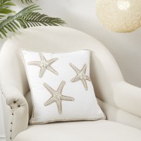 18" Sq Natural Starfish Decorative Pillow