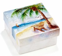 3" Sq Chair Under a Palm Tree Capiz Box