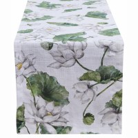 14" x 54" White Lotus Table Runner