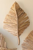 19" x 31" Natural Teak Wood Leaf Wall Art Plaque