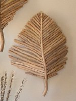16" x 24" Natural Teak Wood Leaf Wall Art Plaque