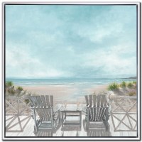 24" Sq Champagne Breeze Coastal Framed Canvas