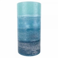 4" x 7.5" LED Teal Ombre Fountain Pillar Candle