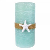 4" x 7.5" LED Aqua Starfish Fountain Pillar Candle