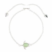 Silver Toned and Green Sea Turtle Bracelet