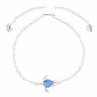 Silver Toned and Blue Sea Turtle Bracelet