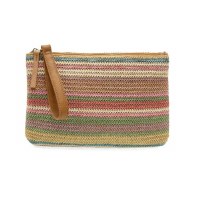 8" x 12" Multipastel Straw Crossbody Clutch