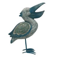 10" Blue and Green Mosaic Pelican Statue