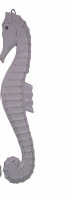 39" Distressed White Left Facing Slim Seahorse Wood Wall Art Plaque