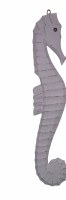 39" Distressed White Right Facing Slim Seahorse Wood Wall Art Plaque