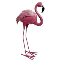 33" Metal Pink Flamingo Statue