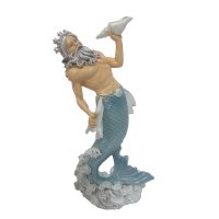 11" Polyresin King Neptune Holding a Shell Statue
