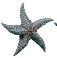Set of Three 13" Green Wood Starfish Figurines