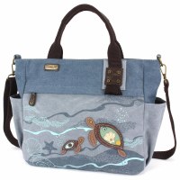 11" x 15" Indigo Sea Turtles Pocket Tote Bag