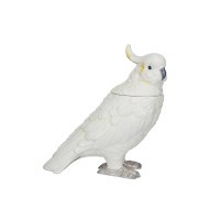 9" White Ceramic Cockatoo Jar