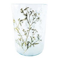 5" Clear Embedded Flowers Glass Hurricane