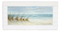28" x 56" Sea Oats Coastal Canvas in a White Frame