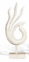 17" Distressed White Abstract Wood Sculpture