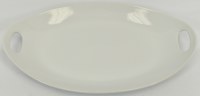 10" x 17" White Oval Ceramic Serving Platter With Handles